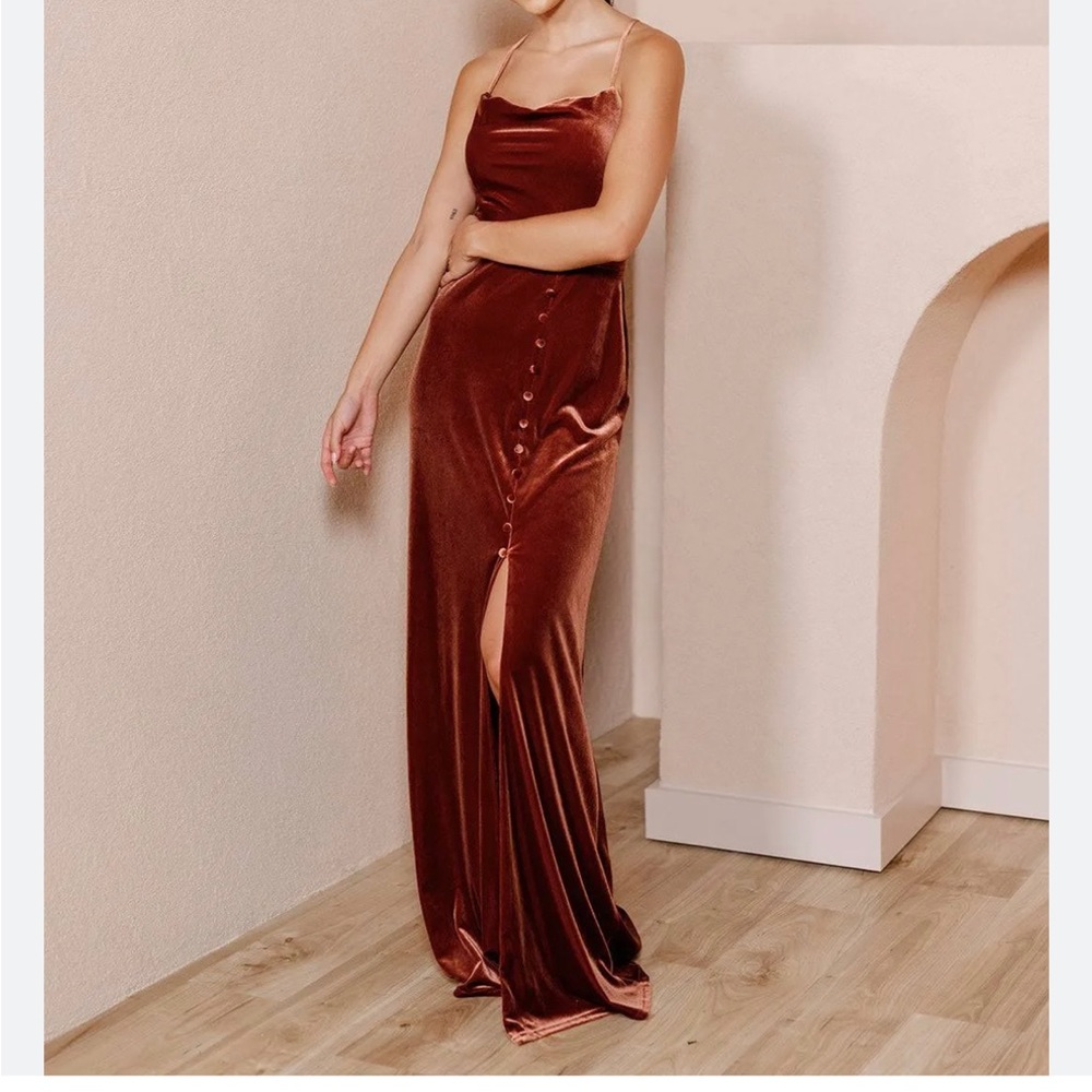 Reverly Billie Bridesmaid Dress Terracotta Velvet